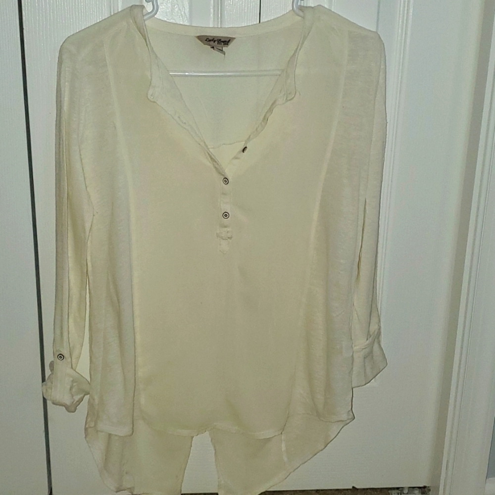 Lucky Brand XS off white 3/4 sleeve shirt